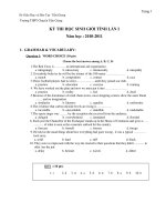 KỲ THI HỌC SINH GIỎI TỈNH LẦN I Năm học : 2010-2011 pptx