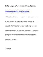 English Language Tests-Intermediate level''''s archiveBusiness buzzwords: The best valuator ppt