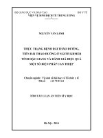 tóm tắt luận án thực trạng bệnh đái tháo đường, tiền đái tháo đường ở người khmer tỉnh hậu giang và đánh giá hiệu quả một số biện pháp can thiệp