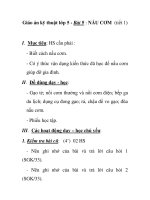 Giáo án kỹ thuật lớp 5 - Bài 9 : NẤU CƠM (tiết 1) potx