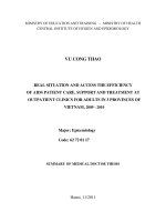current conditions and assessment on the effects of the caring, supporting and treating activities for aids patients at adult outpatient clinics in 3 provinces of vietnam, 2009 - 2010