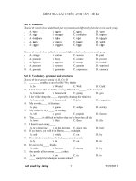 KIỂM TRA LẦN I MÔN ANH VĂN - ĐỀ 26 ppsx