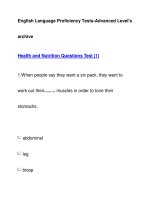 English Language Proficiency Tests-Advanced Level''''sarchiveHealth and Nutrition Questions pot
