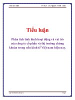 tiểu luận phân tích tình hình hoạt động và vai trò của công ty cổ phần và thị trường chứng khoán trong nền kinh tế việt nam hiện nay