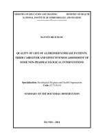quality of life of alzheimer’s disease patients, caregivers and evaluating the effectiveness of thenonpharmacologicalinterventions