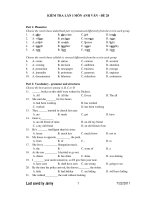 KIỂM TRA LẦN I MÔN ANH VĂN - ĐỀ 28 docx