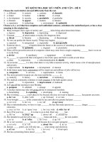 KỲ KIỂM TRA HỌC KỲ I MÔN ANH VĂN – ĐỀ 8 pot