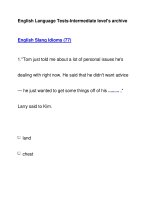 English Language Tests-Intermediate level''''s archiveEnglish Slang Idioms (77) potx