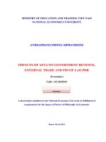 tóm tắt tác động của afta trên doanh thu của chính phủ, ngoại thương, và fdi của lào