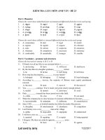 KIỂM TRA LẦN I MÔN ANH VĂN - ĐỀ 23 ppsx