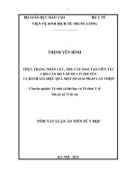tóm tắt luận án thực trạng nhân lực, nhu cầu đào tạo liên tục cho cán bộ y dược cổ truyền và đánh giá hiệu quả một số giải pháp can thiệp