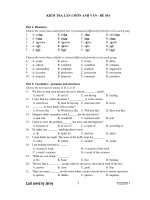 KIỂM TRA LẦN I MÔN ANH VĂN - ĐỀ 034 ppt