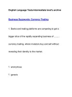 English Language Tests-Intermediate level''''s archiveBusiness Buzzwords: Currency Trading potx