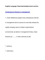 English Language Tests-Intermediate level''''s archiveContemporary theories in management ppt