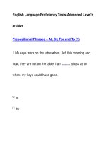 English Language Proficiency Tests-Advanced Level''''sarchivePrepositional Phrases – At, By, For pptx