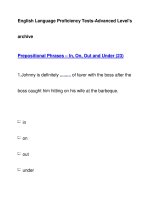 English Language Proficiency Tests-Advanced Level''''sarchivePrepositional Phrases – In, On, Out docx