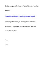 English Language Proficiency Tests-Advanced Level''''sarchivePrepositional Phrases – On, In, ppsx
