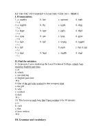 KỲ THI THỬ TỐT NGHIỆP VÀ ĐẠI HỌC NĂM 2011 - TEST 1 pot