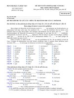 ĐỀ THI TUYỂN SINH ĐẠI HỌC KHỐI D NĂM 2011 MÔN TIẾNG PHÁP - MÃ ĐỀ 483 pptx