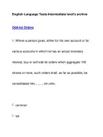 English Language Tests-Intermediate level''''s archiveOdd-lot Orders pptx