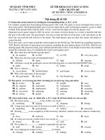 KÌ THI KHẢO SÁT CHẤT LƯỢNG LỚP CHUYÊN ĐỀ ĐỀ THI MÔN : TIẾNG ANH KHỐI 10 - Nội dung đề số 101 ppsx