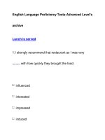 English Language Proficiency Tests-Advanced Level''''sarchiveLunch is served docx