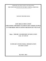 life skills education for minority students in northern mountainous region in vietnam (through natural and social subject, science subject)