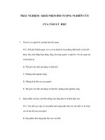 TRẮC NGHIỆM - KHÁI NIỆM ĐỐI TƯỢNG NGHIÊN CỨU CỦA TÂM LÝ HỌC potx