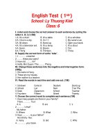 English Test ( 1str) School: Ly Thuong Kiet Class: 5 pps