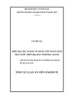 tóm tắt  hiệu quả dự án đầu tư bằng vốn ngân sách nhà nước trên địa bàn tỉnh bắc giang