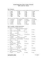 BỘ ĐỀ KIỂM TRA CHẤT LƯỢNG NĂM 2011 MÔN: ANH VĂN – ĐỀ 21 pdf