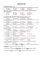 ĐỀ KIỂM TRA HK I MÔN TIẾNG ANH docx