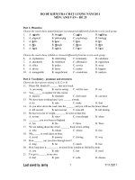 BỘ ĐỀ KIỂM TRA CHẤT LƯỢNG NĂM 2011 MÔN: ANH VĂN – ĐỀ 25 docx