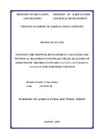 summary of agricultural doctoral thesis studying the growth, development capacities and technical measures to increase yields, qualities of some exotic orchid cultivars (cattleya, dendrobium, oncidium) for nort