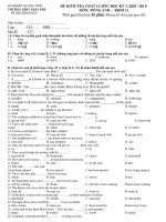 ĐỀ KIỂM TRA CHẤT LƯỢNG HỌC KỲ 2 (2010 - 2011) MÔN: TIẾNG ANH - KHỐI 12 doc