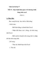 Giáo án tin học 9 - Tiết 51 : thực hành làm quen với chương trình bảng tính excel pot