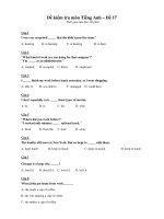 Đề kiểm tra môn Tiếng Anh – Đề 17 pot