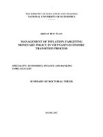 tóm tắt tiếng anh điều hành chính sách tiền tệ nhằm kiểm soát lạm phát trong quá trình chuyển đổi nền kinh tế ở việt nam