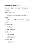 Giáo trình đại số lớp 7 - Tiết 27: MỘT SỐ BI TỐN VỀ ĐẠI LƯỢNG TỈ LỆ NGHỊCH ppsx