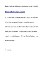 Business English Lesson – Advanced Level''''s archiveDatabase Management Systems pot