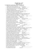 ĐỀ KIỂM TRA 1 TIẾT MÔN ANH VĂN pptx