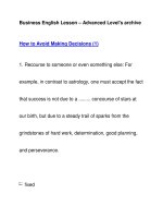Business English Lesson – Advanced Level''''s archiveHow to Avoid Making Decisions (1) pps