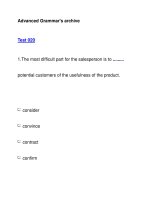 Advanced Grammar''''s archiveTest 020 ppt