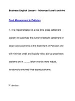 Business English Lesson – Advanced Level''''s archiveCash Management in Pakistan pdf
