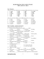 BỘ ĐỀ KIỂM TRA CHẤT LƯỢNG NĂM 2011 MÔN: ANH VĂN – ĐỀ 34 potx