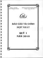 CÔNG TY cổ PHẦN PHÁT TRIỂN NHÀ THỦ đức báo cáo tài chính hợp nhất quý 1 năm 2010