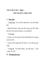 Giáo án địa lý lớp 7 - Bài 6 : MÔI TRƯỜNG NHIỆT ĐỚI ppt