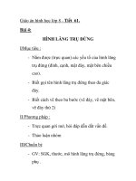 Giáo án hình học lớp 8 - Tiết 61. Bài 4: HÌNH LĂNG TRỤ ĐỨNG I/Mục tiêu : - Nắm pot