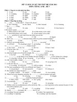 ĐỀ VÀ ĐÁP ÁN KỲ THI THỬ ĐH NĂM 2011 MÔN: TIẾNG ANH – ĐẾ 7 Phần 1: Chọn từ docx