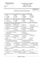 ĐỀ THI THỬ TỐT NGHIỆP MÔN: TIẾNG ANH - TRƯỜNG THPT ĐỐNG ĐA ( Mã đề 621) pptx